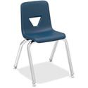 Lorell 14" Seat-height Student Stack Chairs - Four-legged Base - Navy - Polypropylene - 4 / Carton