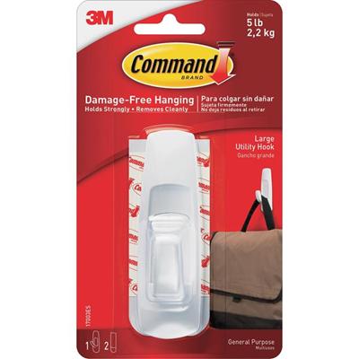 Command Strip Adhesive Hooks - 5 lb (2.27 kg) Capacity - for Home, Office - White - 1 Pack