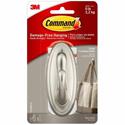 Command Traditional Hook - Large - 5 lb (2.27 kg) Capacity - for Decoration - Plastic - Metallic Silver - Brushed Nickel - 1 Pack