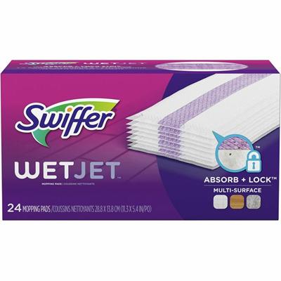 Swiffer WetJet Mopping Pad Refill - 10" Length - Cotton - Green - 24/Box - 4 / Carton
