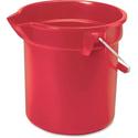 Rubbermaid Commercial Brute 14-quart Round Bucket - 3.50 gal - Heavy Duty, Rust Resistant, Bend Resistant, Graduated, Stackable, Handle - 11.2" - Steel, High-density Polyethylene (HDPE), Plastic - Red, Nickel, Chrome - 6 / Carton