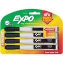 Expo Eraser Cap Fine Magnetic Dry Erase Markers - Medium, Fine, Broad Marker Point - Black Ink - 4 / Pack