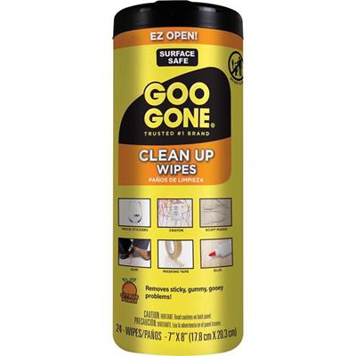 Goo Gone Tough Task Wipes - Disposable, Non-abrasive - White - 24/Tub - 1 Each