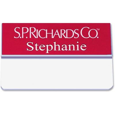 Xstamper Pocket Name Badge With Logo - Logo Design - 0.8" Width x 3" Height - Rectangular Shape - Durable - Plastic - Assorted - 1 Each