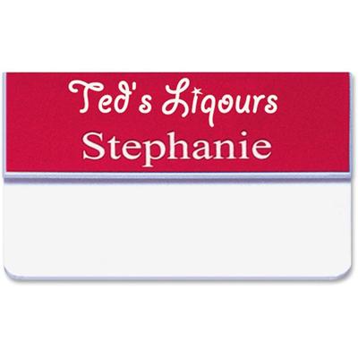 Xstamper Pocket Name Badge With Logo - Logo Design - 1" Width x 3" Height - Rectangular Shape - Durable - Plastic - Assorted - 1 Each