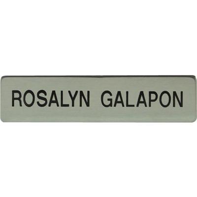 Xstamper Black Letters/Silver Metal Uniform Badge - 2.5" Width x 0.6" Height - Rectangular Shape - Clutch Fastener - Metal - Silver - 1 Each