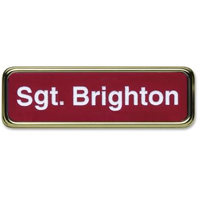 Xstamper Gold Frame Name Badge - 1" Width x 3" Height - Rectangular Shape - Durable - Plastic - 1 Each