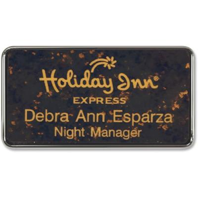 Xstamper Framed Name Badge With Logo - Logo Design - 1.5" Width x 3" Height - Rectangular Shape - Durable - Plastic - 1 Each