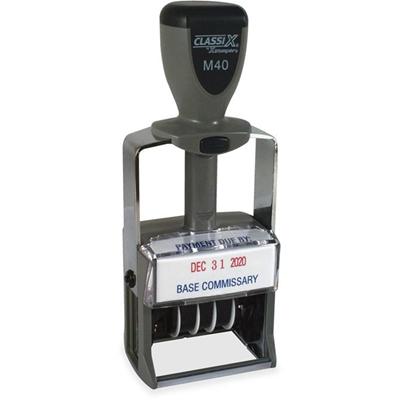 Xstamper ClassiX Self-inking Date Stamp - Message/Date Stamp - 0.88" Impression Width x 1.56" Impression Length - 7000 Impression(s) - Assorted - Metal - 1 Each