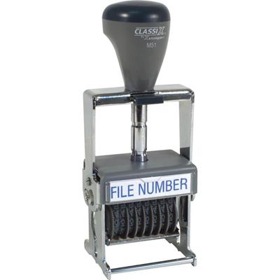 Xstamper ClassiX Self-inking Number Stamp - Number Stamp - 1.13" Impression Width x 1.63" Impression Length - 7000 Impression(s) - 8 Bands - Assorted - Steel - 1 Each