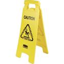 Rubbermaid Commercial Multi-Lingual Caution Floor Sign - Print/Message "Caution" , "Cuidado" , "Attention" - 11" Width x 25" Height x 12" Depth - Rectangular Shape - Hanging - Double Sided - Foldable, Lightweight, Durable, Multilingual - Plastic - Ye