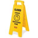 Rubbermaid Commercial Closed Multi-Lingual Floor Sign - Print/Message "CLOSED" - 11" Width x 25" Height x 12" Depth - Rectangular Shape - Hanging - Double Sided - Foldable, Corrosion Proof, Durable, Multilingual, Rust Resistant, Fade Resistant, Locka