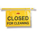 Rubbermaid Commercial Closed For Cleaning Safety Sign - Print/Message "Closed for Cleaning" - 50" Width x 13" Height x 1" Depth - Rectangular Shape - Hanging - Durable, Grommet - Yellow - 6 / Carton
