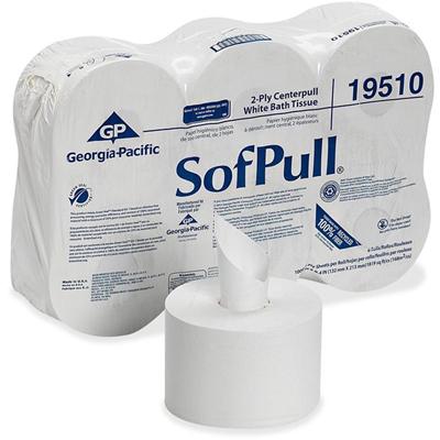 SofPull Centerpull High-Capacity Toilet Paper - 2 Ply - 5.25" Width x 8.40" Length - 1000 Sheets/Roll - 8.10" Roll Diameter - White - 6 / Carton
