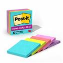 Post-it&reg; Super Sticky Notes - Supernova Neons Color Collection - 3" Flag/Note Width x 3" Flag/Note Length - Square - 90 Sheets per Pad - Aqua Splash, Acid Lime, Guava, Tropical Pink, Iris Infusion - Paper - Recyclable, Repositionable - 1 Pack