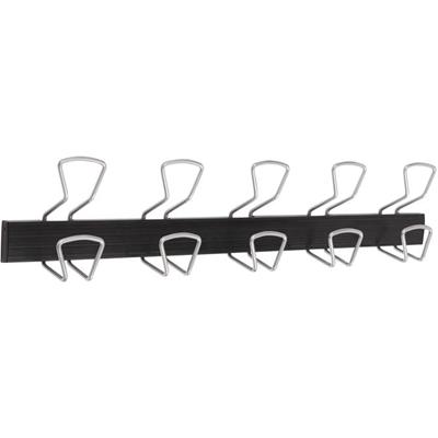 Alba Hook Panel - 10 Pegs - 110.23 lb (50 kg) Capacity - 6.5" Height x 29.9" Width - for Coat, Clothes - Metal - Black - Powder Coated - 1 Each