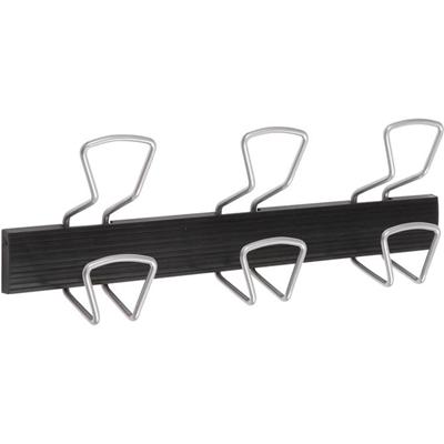 Alba Wall Coat Peg - 6 Hooks - 132.28 lb (60 kg) Capacity - 6.5" Height x 18.1" Length - for Coat, Clothes - Plastic - Black, Gray - Powder Coated - 1 Each