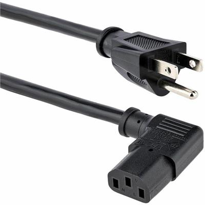 StarTech.com 3 ft Computer Power Cord - NEMA 5-15P to Right-Angle C13 - 18AWG - For Computer, Printer, Monitor, Scanner - 120 V AC / 10 A - Black - 3 ft Cord Length - NEMA 5-15P / IEC 60320 C13 - North America - 1 Each