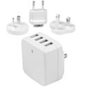 StarTech.com 4-Port USB Wall Charger - International Travel - 34W/6.8A - White - 34 W - 120 V AC, 230 V AC Input - 5 V DC Output - 6.80 A - 1 Each