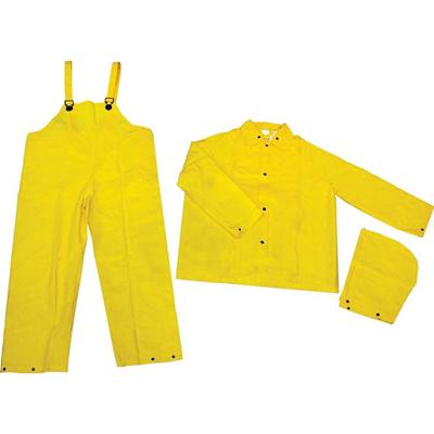 River City Three-piece Rainsuit - Recommended for: Agriculture, Construction, Transportation, Sanitation, Carpentry, Landscaping - Extra Large - Water Protection - Snap Closure - Polyester, Polyvinyl Chloride (PVC) - Yellow - 1 Each