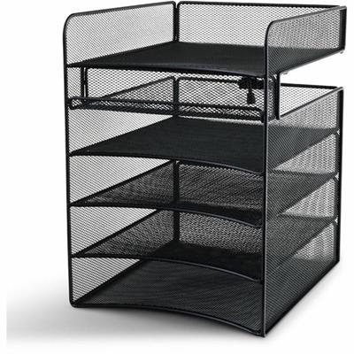 Safco Onyx Horizontal Hanging Desktop Storage - 5 Compartment(s) - 14.38" Height x 10.25" Width x 12.38" Depth - Black - Steel - 1 Each