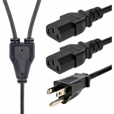 StarTech.com Computer Power Cord - NEMA 5-15P to 2x C13 - 10 ft. - For Monitor, Computer, Scanner, Printer - 125 V AC / 10 A - Black - 9.84 ft Cord Length - NEMA 5-15P / IEC 60320 C13 - 1 Each