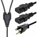 StarTech.com Computer Power Cord - NEMA 5-15P to 2x C13 - 10 ft. - For Monitor, Computer, Scanner, Printer - 125 V AC / 10 A - Black - 9.84 ft Cord Length - NEMA 5-15P / IEC 60320 C13 - 1 Each