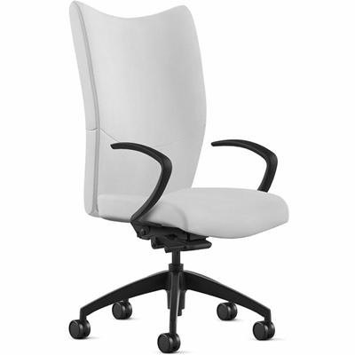 9 to 5 Seating High-Back Conference & Management - White Seat Color - Leather Seat Material - White Back Color - Leather Back Material - High Back - 5-star Base - 1 Each