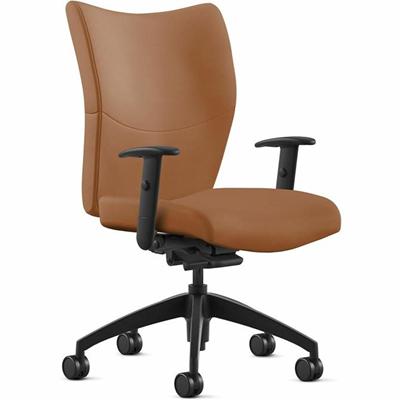 9 to 5 Seating Bristol Mid Back - Camel Seat Color - Leather Seat Material - Camel Back Color - Leather Back Material - Mid Back - 5-star Base - 1 Each
