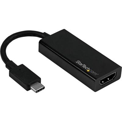 StarTech.com USB-C to HDMI Adapter - Thunderbolt 3 Compatible - Black - 4K 60Hz - 1 x 19-pin HDMI 2.0 Digital Audio/Video - Female - 1 x 24-pin USB Type C - Male - Black - 1 Each