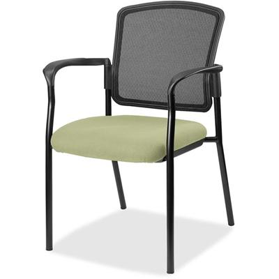 Lorell Mesh Back Stackable Guest Chair - Dillon Sage Seat Color - Vinyl Seat Material - Black Back Color - Mesh Back Material - Black Frame Color - Powder Coated Steel Frame Material - Four-legged Base - Sage - Vinyl - Armrest - 1 Each