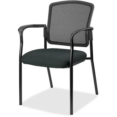 Lorell Mesh Back Stackable Guest Chair - Dillon Black Seat Color - Vinyl Seat Material - Black Back Color - Mesh Back Material - Black Frame Color - Powder Coated Steel Frame Material - Four-legged Base - Black - Vinyl - Armrest - 1 Each