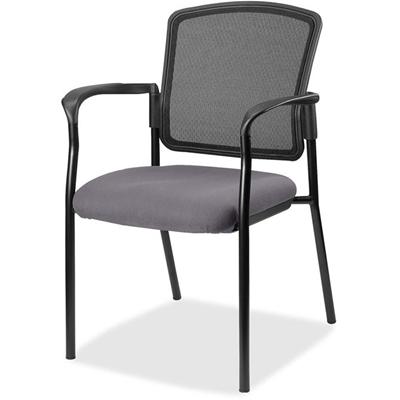 Lorell Mesh Back Stackable Guest Chair - Canyon Carbon Seat Color - Vinyl Seat Material - Black Back Color - Mesh Back Material - Black Frame Color - Powder Coated Steel Frame Material - Four-legged Base - Carbon - Armrest - 1 Each
