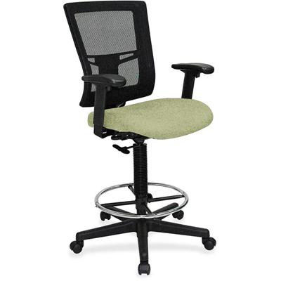 Lorell Mesh Back Drafting Stool - Dillon Sage Seat Color - Vinyl Seat Material - Black Back Color - Mesh Back Material - Black Frame Color - Mid Back - 5-star Base - Sage - Vinyl - Armrest - 1 Each