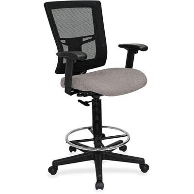 Lorell Mesh Back Drafting Stool - Castillo Metal Seat Color - Vinyl Seat Material - Black Back Color - Mesh Back Material - Black Frame Color - Mid Back - 5-star Base - Metal - Vinyl - Armrest - 1 Each