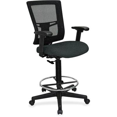 Lorell Mesh Back Drafting Stool - Dillon Black Seat Color - Vinyl Seat Material - Black Back Color - Mesh Back Material - Black Frame Color - Mid Back - 5-star Base - Black - Vinyl - Armrest - 1 Each
