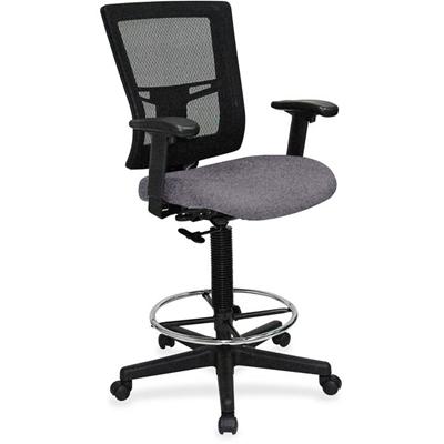 Lorell Mesh Back Drafting Stool - Canyon Carbon Seat Color - Vinyl Seat Material - Black Back Color - Mesh Back Material - Black Frame Color - Mid Back - 5-star Base - Carbon - Vinyl - Armrest - 1 Each
