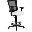 Lorell Mesh Back Drafting Stool - Dillon Snow Seat Color - Vinyl Seat Material - Black Back Color - Mesh Back Material - Black Frame Color - Mid Back - 5-star Base - Snow - Armrest - 1 Each