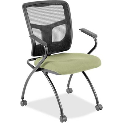 Lorell Mesh Back Nesting Training/Guest Chairs - Dillon Sage Seat Color - Vinyl Seat Material - Black Back Color - Mesh Back Material - Gray Frame Color - Powder Coated Metal Frame Material - Four-legged Base - Armrest - 2 / Carton