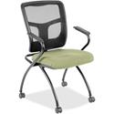 Lorell Mesh Back Nesting Training/Guest Chairs - Dillon Sage Seat Color - Vinyl Seat Material - Black Back Color - Mesh Back Material - Gray Frame Color - Powder Coated Metal Frame Material - Four-legged Base - Armrest - 2 / Carton