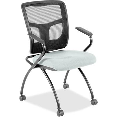 Lorell Mesh Back Nesting Training/Guest Chairs - Castillo Breezy Seat Color - Vinyl Seat Material - Black Back Color - Mesh Back Material - Gray Frame Color - Powder Coated Metal Frame Material - Four-legged Base - Armrest - 2 / Carton
