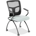 Lorell Mesh Back Nesting Training/Guest Chairs - Castillo Breezy Seat Color - Vinyl Seat Material - Black Back Color - Mesh Back Material - Gray Frame Color - Powder Coated Metal Frame Material - Four-legged Base - Armrest - 2 / Carton