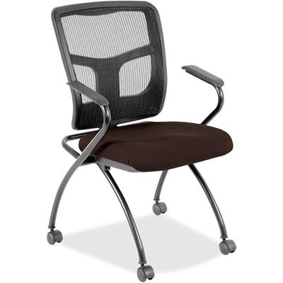 Lorell Mesh Back Nesting Training/Guest Chairs - Canyon Nightfall Seat Color - Vinyl Seat Material - Black Back Color - Mesh Back Material - Gray Frame Color - Powder Coated Metal Frame Material - Four-legged Base - Armrest - 2 / Carton