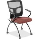 Lorell Mesh Back Nesting Training/Guest Chairs - Dillon Cordovan Seat Color - Vinyl Seat Material - Black Back Color - Mesh Back Material - Gray Frame Color - Powder Coated Metal Frame Material - Four-legged Base - Armrest - 2 / Carton