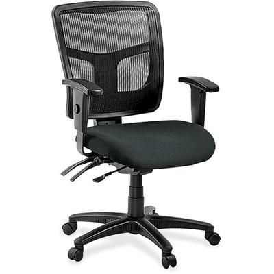 Lorell ErgoMesh Series Managerial Mesh Mid-Back Chair - Dillon Black Seat Color - Vinyl Seat Material - Black Back Color - Mesh Back Material - Mid Back - 5-star Base - 1 Each