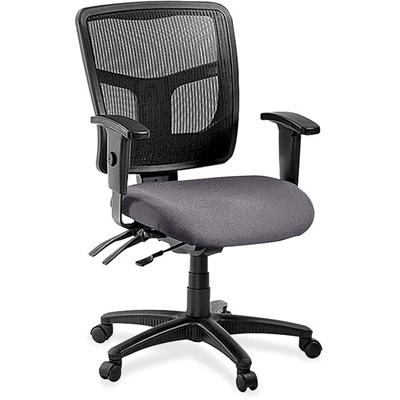 Lorell ErgoMesh Series Managerial Mesh Mid-Back Chair - Canyon Carbon Seat Color - Vinyl Seat Material - Black Back Color - Mesh Back Material - Mid Back - 5-star Base - 1 Each
