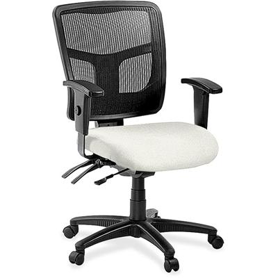 Lorell ErgoMesh Series Managerial Mesh Mid-Back Chair - Dillon Snow Seat Color - Vinyl Seat Material - Black Back Color - Mesh Back Material - Mid Back - 5-star Base - 1 Each