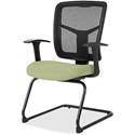 Lorell ErgoMesh Series Mesh Back Guest Chair with Arms - Dillon Sage Seat Color - Vinyl Seat Material - Black Back Color - Mesh Back Material - Cantilever Base - Sage - Armrest - 1 Each