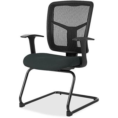 Lorell ErgoMesh Series Mesh Back Guest Chair with Arms - Dillon Black Seat Color - Vinyl Seat Material - Black Back Color - Mesh Back Material - Cantilever Base - Black - Armrest - 1 Each