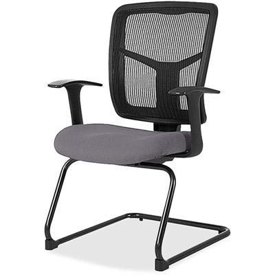 Lorell ErgoMesh Series Mesh Back Guest Chair with Arms - Canyon Carbon Seat Color - Vinyl Seat Material - Black Back Color - Mesh Back Material - Cantilever Base - Carbon - Armrest - 1 Each